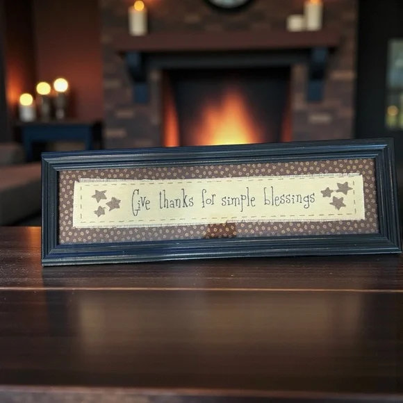 Rustic Framed Wall Art - "Give Thanks for Simple Blessings" - Picture 2 of 4